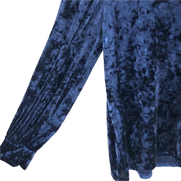 🚨ModCloth NWOT Womens Size 1X Beyond Basic Velvet Long Sleeve Blouse Royal Blue - Picture 5 of 7